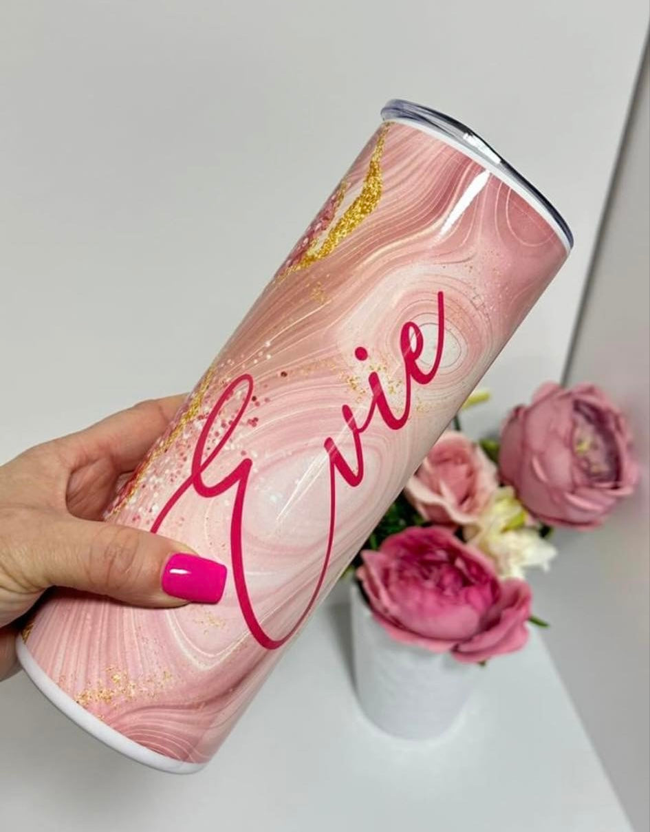 Personalised tumblers - marble and glitter effect