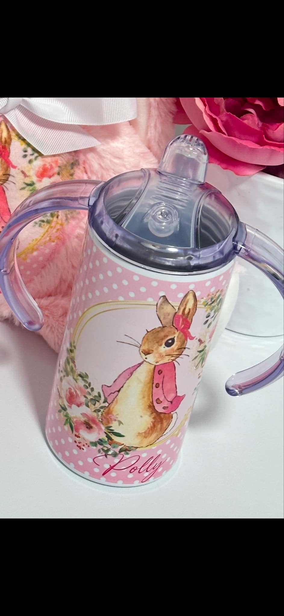 Bunny and Sippy Cup set pink/blue